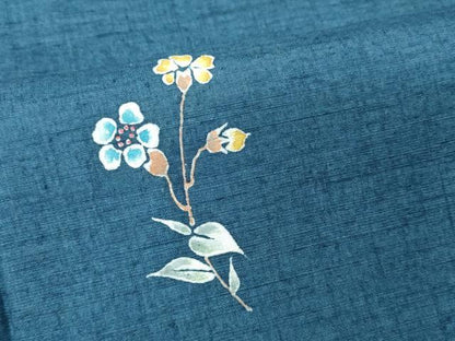 平和屋着物■上質な小紋　紬地　枝花文　正絹　逸品　DABF6488zy