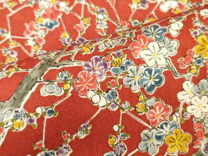 平和屋着物■上質な小紋　手描き　枝梅文　正絹　逸品　DABF6493zy