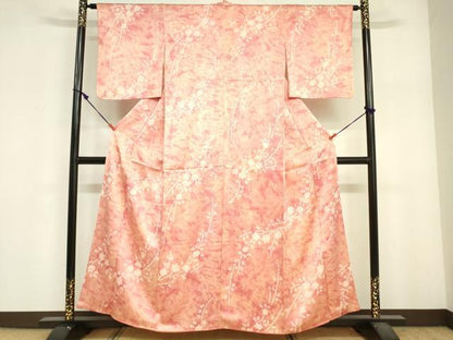 平和屋着物■上質な小紋　絞り　枝花文　暈し染め　正絹　逸品　DABF6494zy