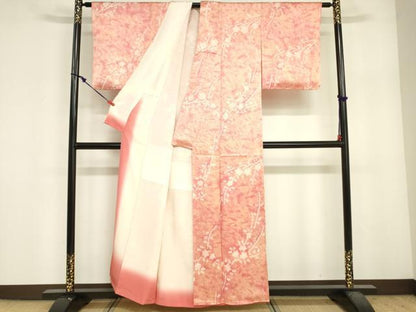平和屋着物■上質な小紋　絞り　枝花文　暈し染め　正絹　逸品　DABF6494zy
