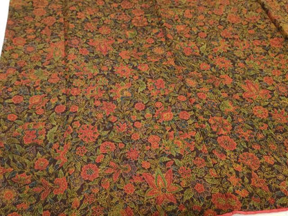 平和屋着物■上質な小紋　更紗花文　鬼しぼ縮緬　正絹　逸品　DABF6497zy