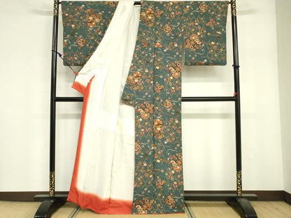 平和屋着物■上質な小紋　雪輪花文　金彩　鬼しぼ縮緬　鈴乃屋扱い　正絹　逸品　DABF6498zy