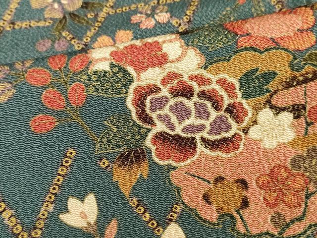 平和屋着物■上質な小紋　雪輪花文　金彩　鬼しぼ縮緬　鈴乃屋扱い　正絹　逸品　DABF6498zy