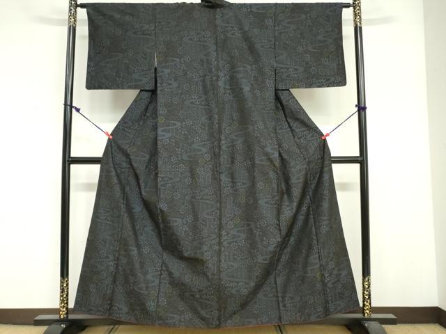 平和屋着物■本場大島紬　流水草花文　正絹　逸品　DABF6499zy