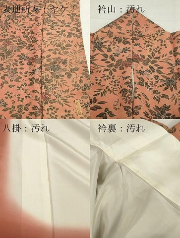 平和屋着物■上質な小紋　草木染　草花文　正絹　逸品　DABF6503zy