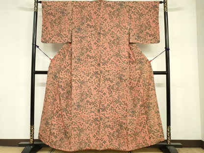 平和屋着物■上質な小紋　草木染　草花文　正絹　逸品　DABF6503zy