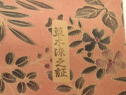 平和屋着物■上質な小紋　草木染　草花文　正絹　逸品　DABF6503zy