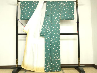 平和屋着物■上質な小紋　舞葉文　金彩　正絹　逸品　DABF6505zy