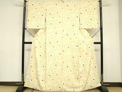 平和屋着物■上質な小紋　絞り　光琳菊　正絹　逸品　DABF6508zy