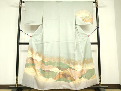 平和屋着物■訪問着　遠山文　暈し染め　金銀彩　正絹　逸品　DABF6513zy