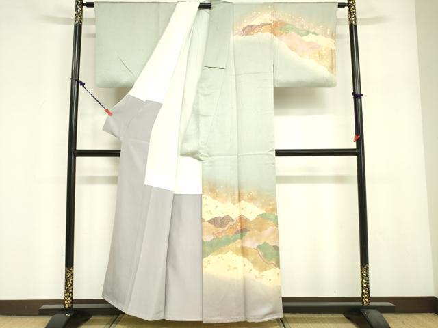 平和屋着物■訪問着　遠山文　暈し染め　金銀彩　正絹　逸品　DABF6513zy