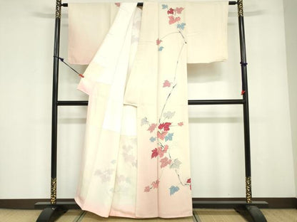 平和屋着物■訪問着　枝葉文　暈し染め　金彩　正絹　逸品　DABF6515zy