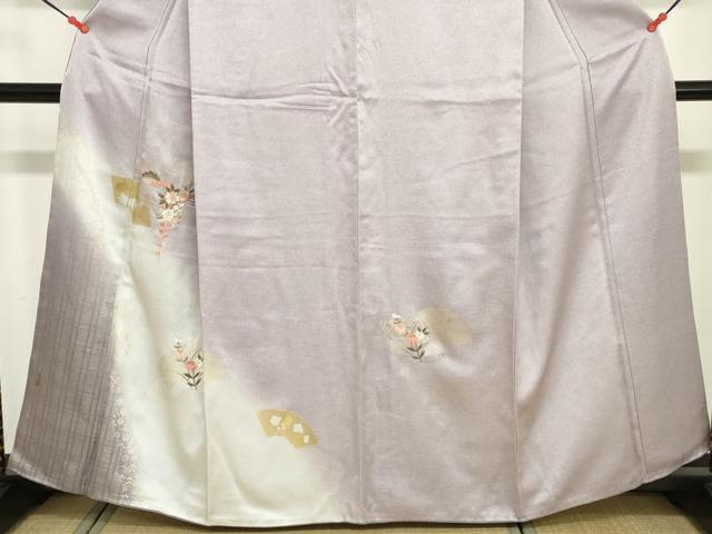 平和屋着物■訪問着　刺繍　地紙草花文　暈し染め　金彩　正絹　逸品　DABF6516zy