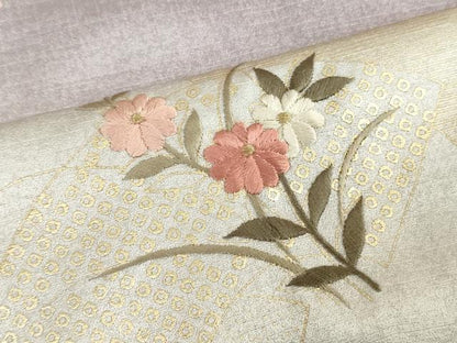 平和屋着物■訪問着　刺繍　地紙草花文　暈し染め　金彩　正絹　逸品　DABF6516zy