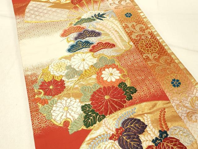 平和屋着物●両面　六通柄袋帯　唐織　雪輪花文　正絹　逸品　CABB5974hy 楽天市場】平和屋着物◎六通柄袋帯 唐織 能衣波濤文 金糸 正絹 逸品