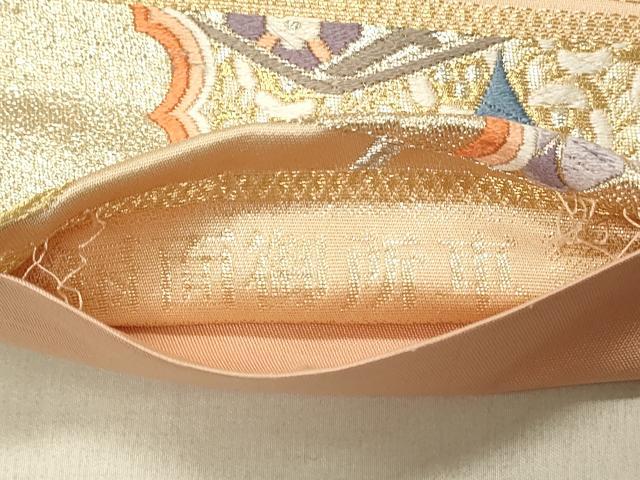 平和屋着物◎六通柄袋帯 唐織 九百錦 扇面御所車 金銀糸 正絹 逸品 DABF6563qp