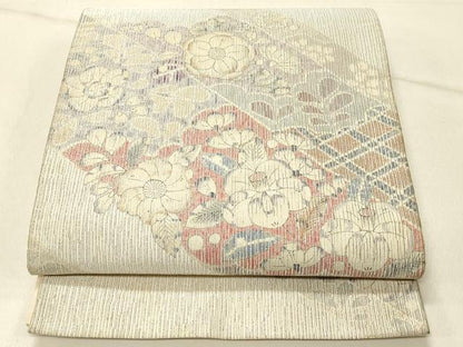 平和屋着物◎太鼓柄袋帯　辻が花　銀糸　正絹　逸品　DABF6618qp