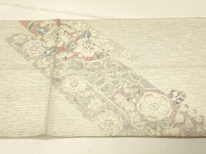 平和屋着物◎太鼓柄袋帯　辻が花　銀糸　正絹　逸品　DABF6618qp