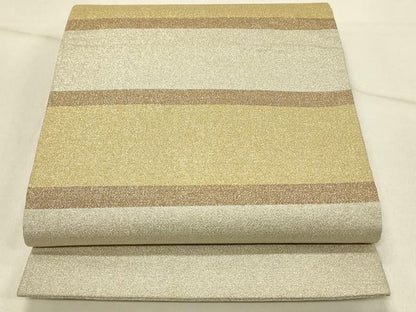 平和屋着物◎明綴れ 六通柄袋帯 横段文 ワンポイント 金銀糸 正絹 逸品 DABF6627qp
