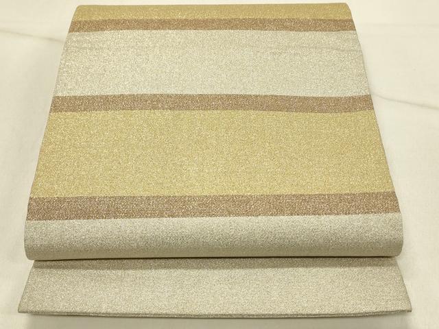 平和屋着物◎明綴れ 六通柄袋帯 横段文 ワンポイント 金銀糸 正絹 逸品 DABF6627qp
