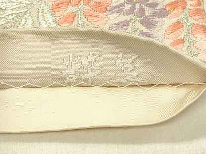 平和屋着物◎六通柄袋帯　唐織　流水花文　粋美　金銀糸　正絹　逸品　DABF6637qp