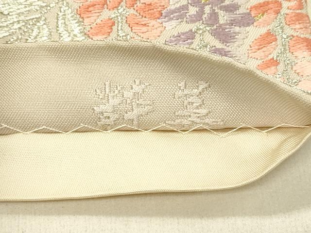 平和屋着物◎六通柄袋帯　唐織　流水花文　粋美　金銀糸　正絹　逸品　DABF6637qp