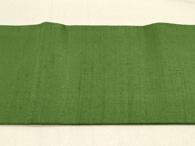 平和屋着物◎九寸名古屋帯　紬地　アイビーグリーン色　正絹　逸品　DABF6643qp