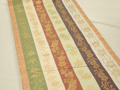 平和屋着物◎全通柄袋帯 花間道 かづら帯能趣文 金糸 正絹 逸品 DABF6652qp