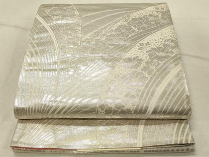 平和屋着物◎西陣　両面　六通柄袋帯　唐織　几帳花文　金銀糸　正絹　逸品　DABF6672qp
