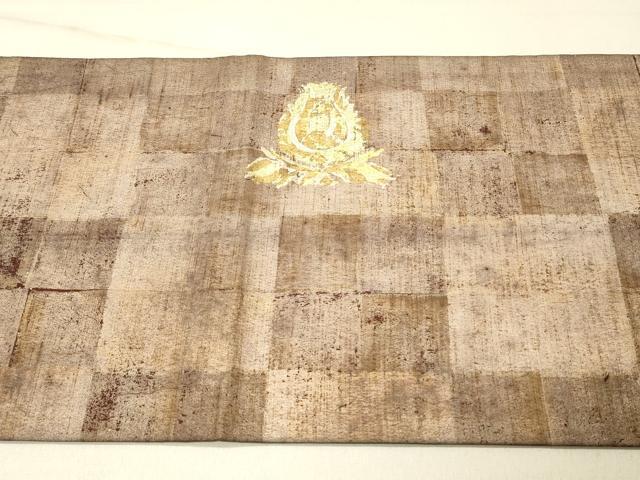 平和屋着物◎六通柄　京袋帯　紬地　焚き火　金彩　正絹　逸品　DABF6712qp