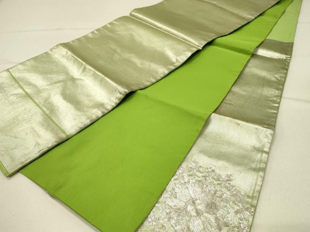 平和屋着物◎太鼓柄袋帯 総刺繍 駒刺繍 正倉院花文 銀糸 引箔 正絹 逸品 DABF6735qp