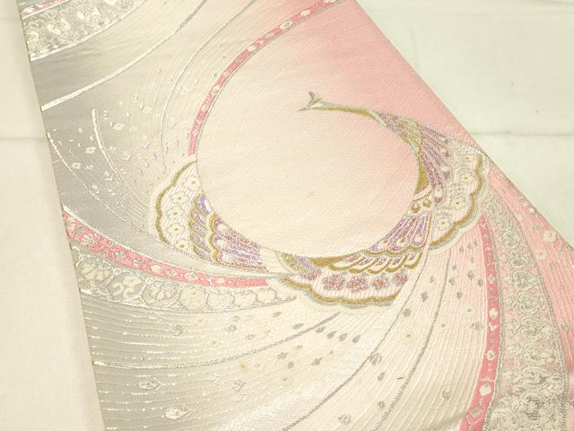 平和屋着物◎両面 全通柄袋帯 孔雀花文 金銀糸 正絹 逸品 DABF6753qp