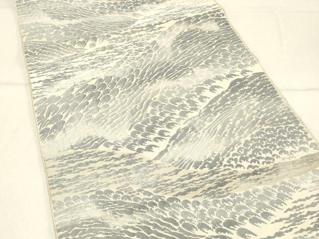 平和屋着物◎八寸名古屋帯　遠山風景文　正絹　逸品　DABF6759qp