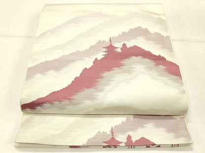 平和屋着物◎本場筑前博多織　八寸名古屋帯　風景シルエット　正絹　逸品　DABF6764qp
