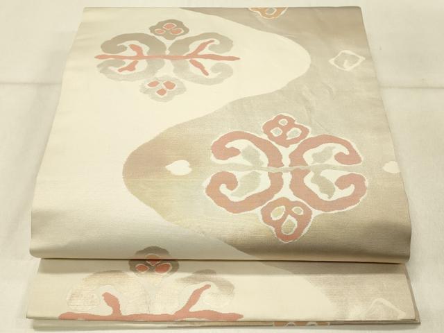 平和屋着物◎九寸開き名古屋帯 抽象文 引箔 正絹 逸品 DABF6769qp
