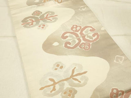 平和屋着物◎九寸開き名古屋帯 抽象文 引箔 正絹 逸品 DABF6769qp