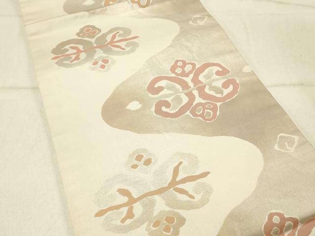 平和屋着物◎九寸開き名古屋帯 抽象文 引箔 正絹 逸品 DABF6769qp