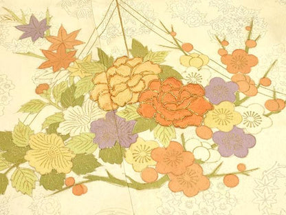 平和屋着物■訪問着 駒刺繍 草花文 金彩 正絹 逸品 DABF6809qp