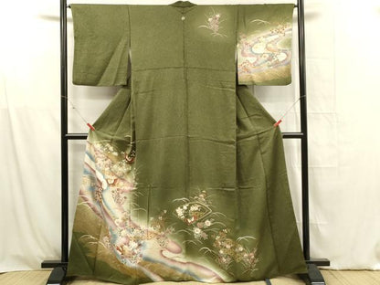 平和屋着物■訪問着 舞蝶花文 暈し染め 金彩 正絹 逸品 DABF6811qp