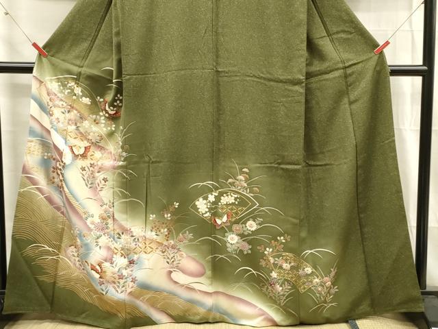 平和屋着物■訪問着 舞蝶花文 暈し染め 金彩 正絹 逸品 DABF6811qp