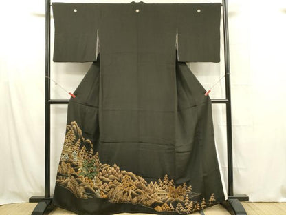 平和屋着物■豪華黒留袖 風景文 金彩 正絹 逸品 DABF6815qp