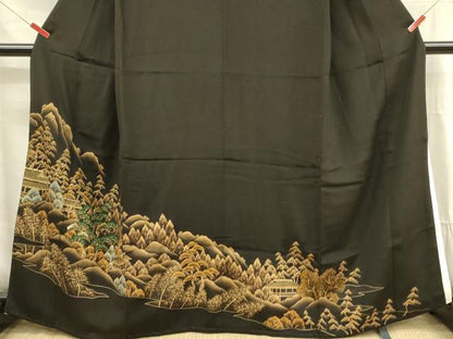 平和屋着物■豪華黒留袖 風景文 金彩 正絹 逸品 DABF6815qp