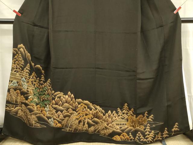 平和屋着物■豪華黒留袖 風景文 金彩 正絹 逸品 DABF6815qp