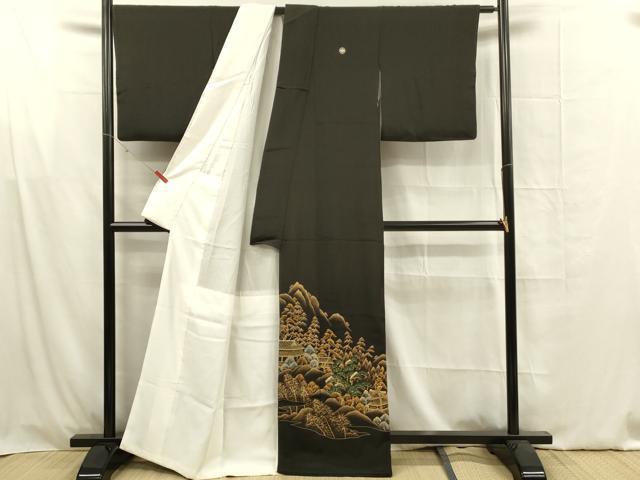 平和屋着物■豪華黒留袖 風景文 金彩 正絹 逸品 DABF6815qp