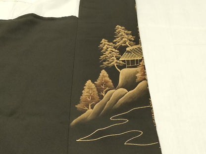 平和屋着物■豪華黒留袖 風景文 金彩 正絹 逸品 DABF6815qp