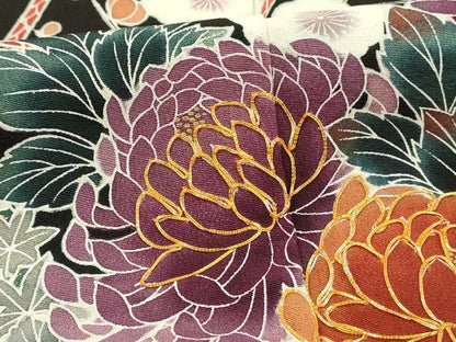 平和屋着物■豪華黒留袖 作家物 駒刺繍 飾花文 金彩 正絹 逸品 DABF6818qp