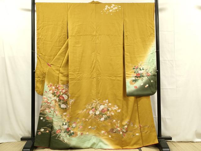 平和屋着物■豪華振袖　草花文　暈し染め　金彩　正絹　逸品　DABF6826qp