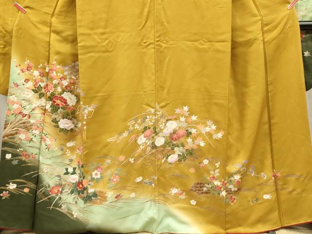 平和屋着物■豪華振袖　草花文　暈し染め　金彩　正絹　逸品　DABF6826qp