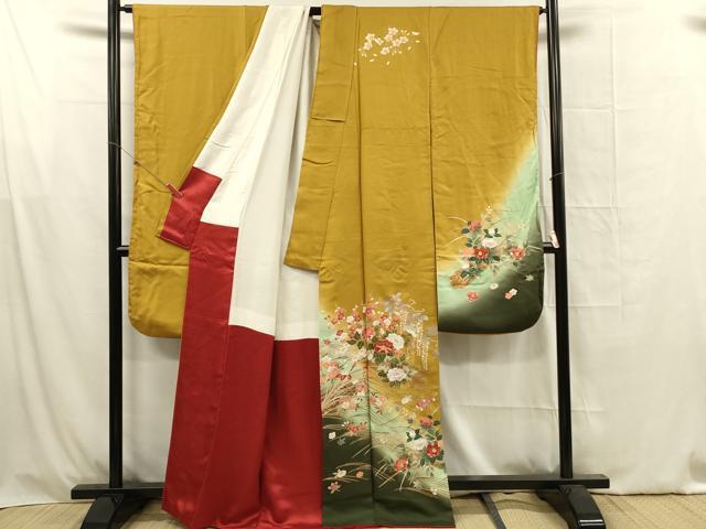 平和屋着物■豪華振袖　草花文　暈し染め　金彩　正絹　逸品　DABF6826qp