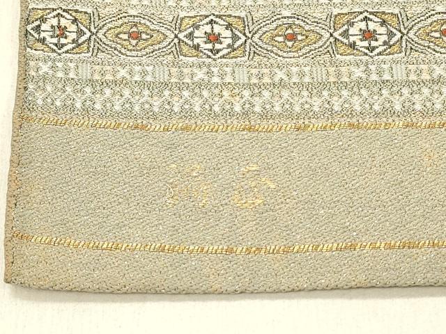 平和屋着物◎全通柄　本京袋帯　横段花文　金糸　正絹　逸品　DABF6846qp